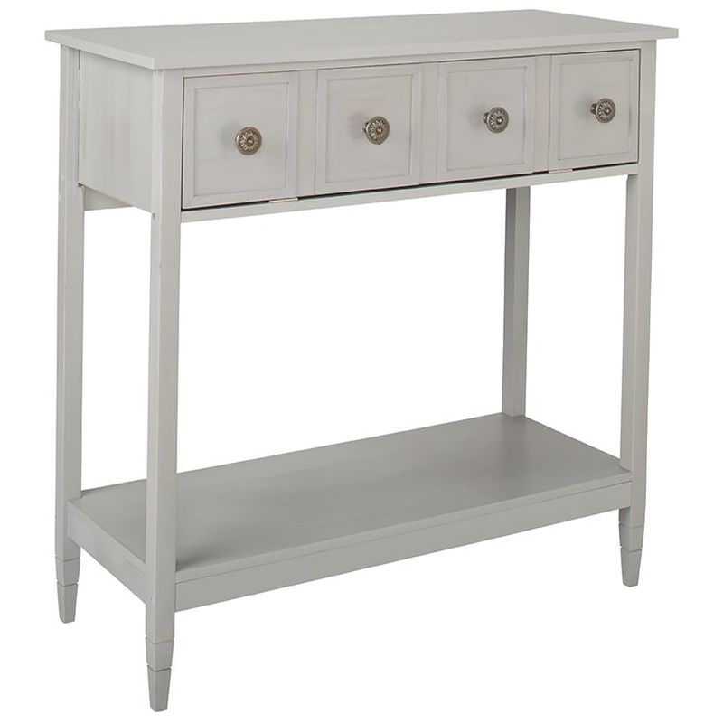 Gray Wood Console Table with Drop-Down Drawer