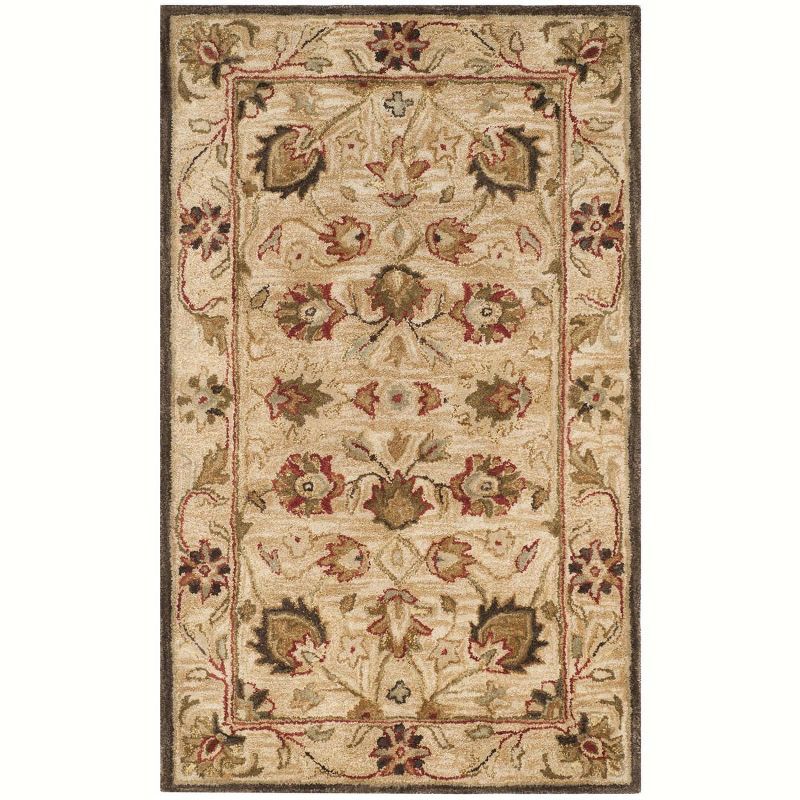 Elegant Heritage Hand-Tufted Wool Area Rug in Beige, 4' x 6'