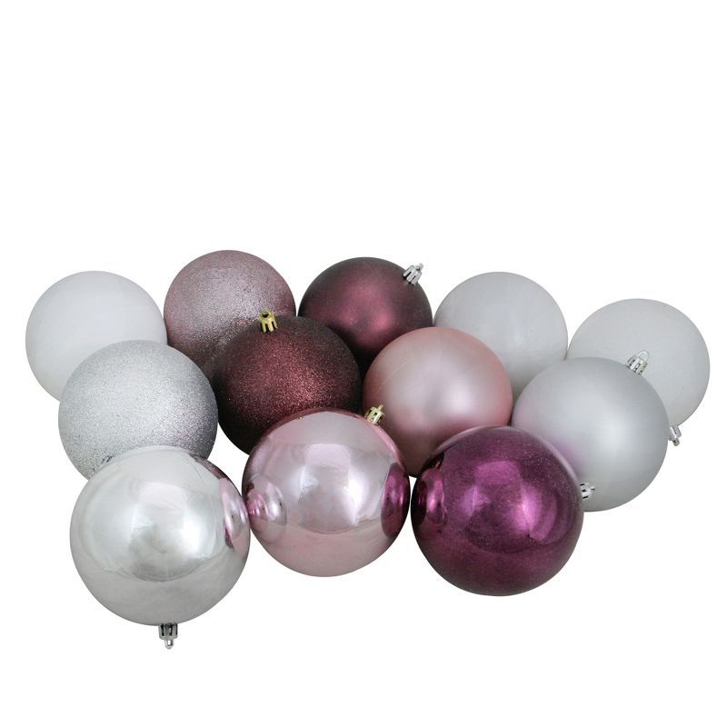 Mulberry and Silver Shatterproof Plastic Christmas Ball Ornament Set