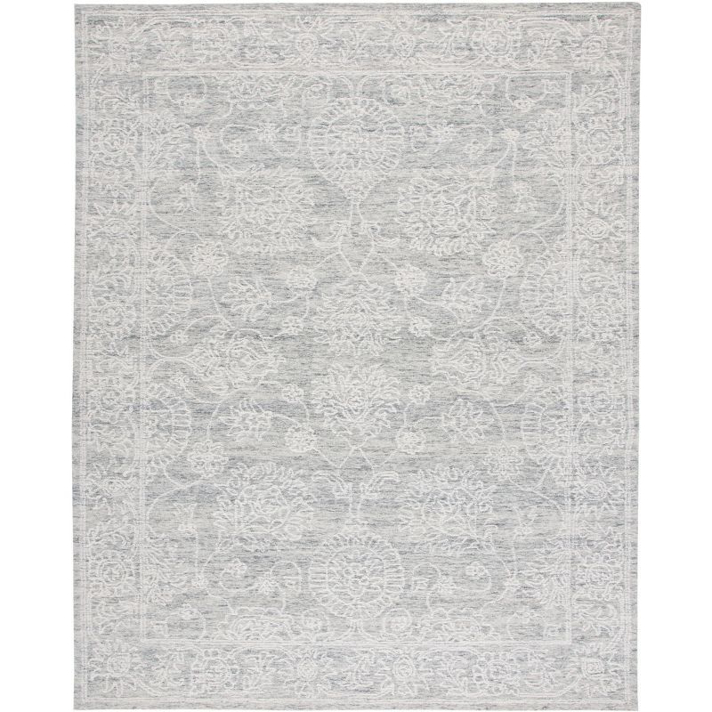 Elegance Reimagined Gray Floral Hand-Tufted Wool Rug 8' x 10'