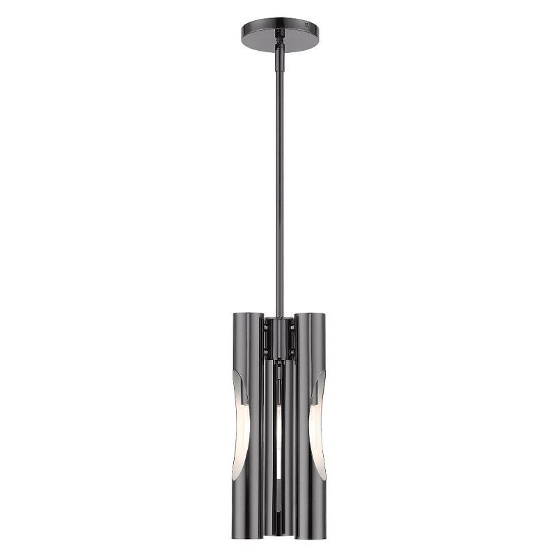 Acra Minimalist 3-Light Black Chrome Pendant Chandelier