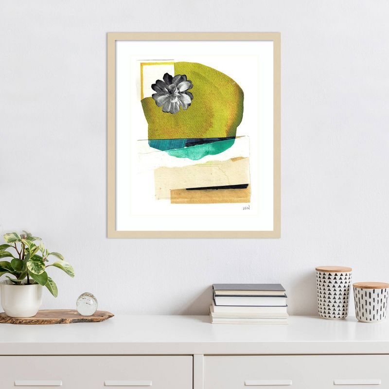 Day Beach II Abstract Green and Black Framed Wall Art Print