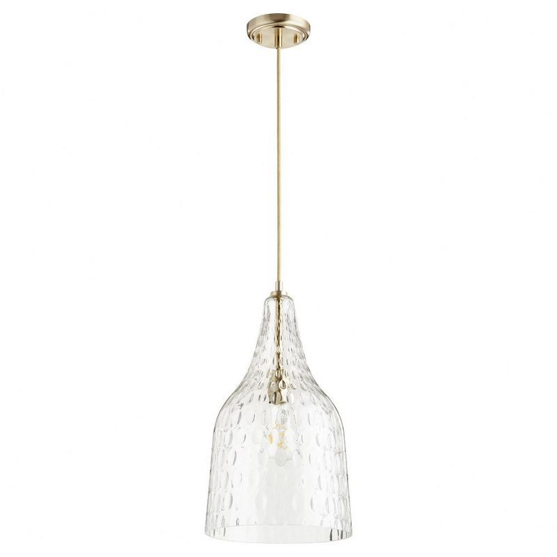 Aged Brass and Clear Glass 10" Pendant Light