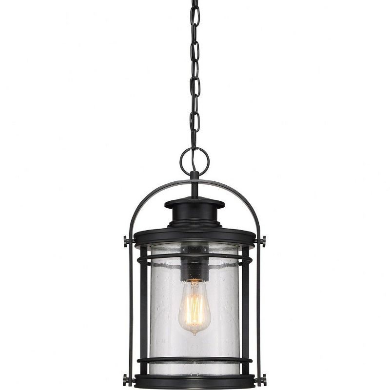 Mystic Black Glass Outdoor Hanging Lantern Pendant