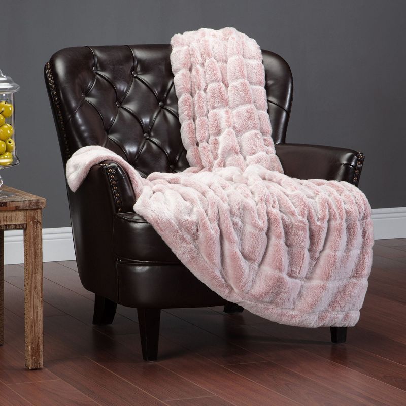 Chanasya Frost Tip Fur Throw Blanket - Reversible Mink Blanket (50x65 Inches) Rose