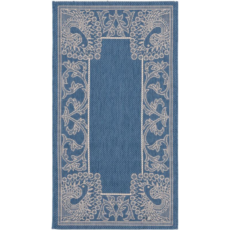 Handmade Blue and Natural Rectangular Synthetic Area Rug