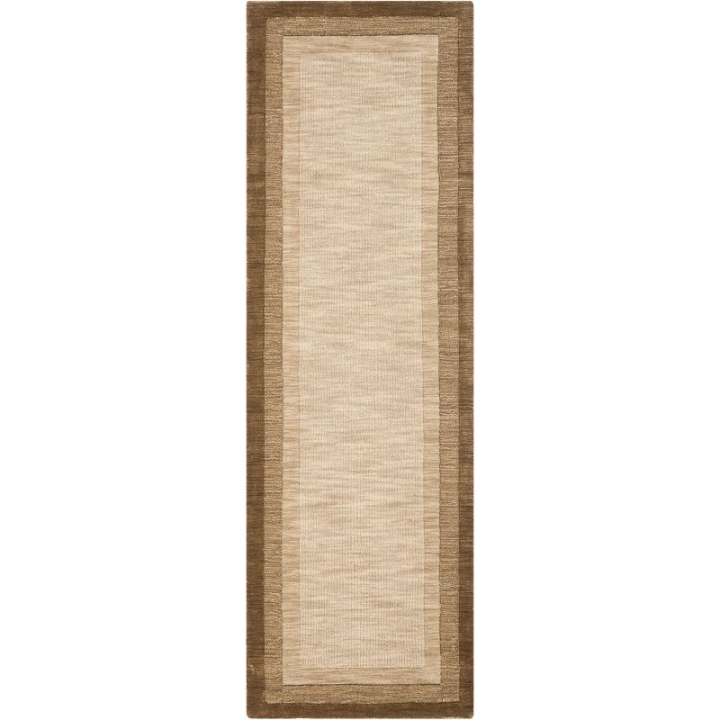 Hand-Tufted Beige & Brown Wool Runner Rug, 27"x7"