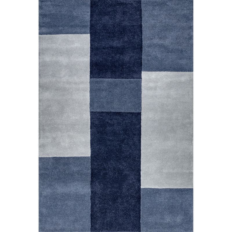 Blue Geometric Handmade Wool 8' x 10' Area Rug