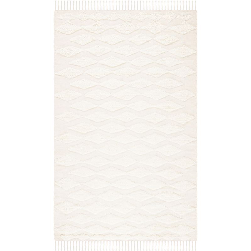 Ivory Hand-Tufted Wool Shag Square Area Rug