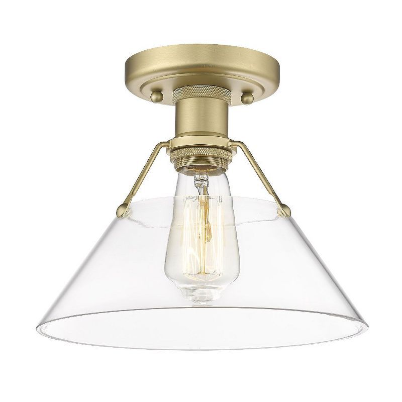 Matte Black and Champagne Bronze 10" Industrial Flush Mount with Clear Glass
