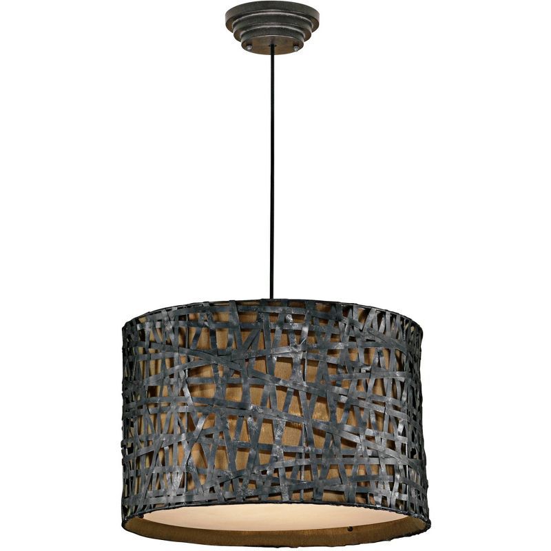 Rust Black 22" Vintage Drum Pendant Light by Carolyn Kinder