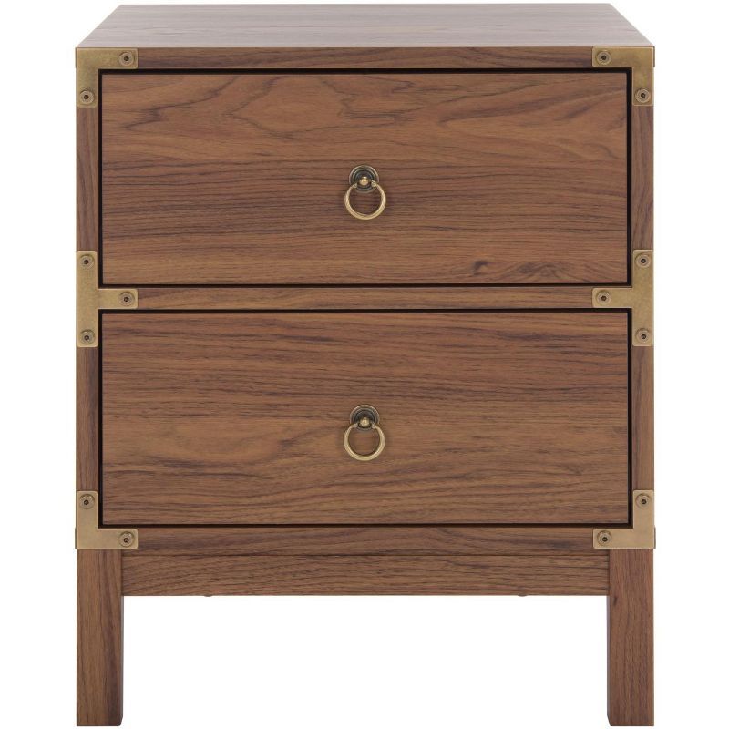 Galio Walnut and Gold 2 Drawer Nightstand