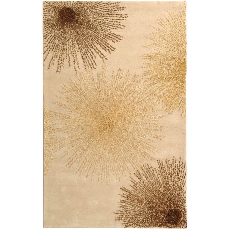 Beige Tufted Wool and Viscose Area Rug, 6' x 9'