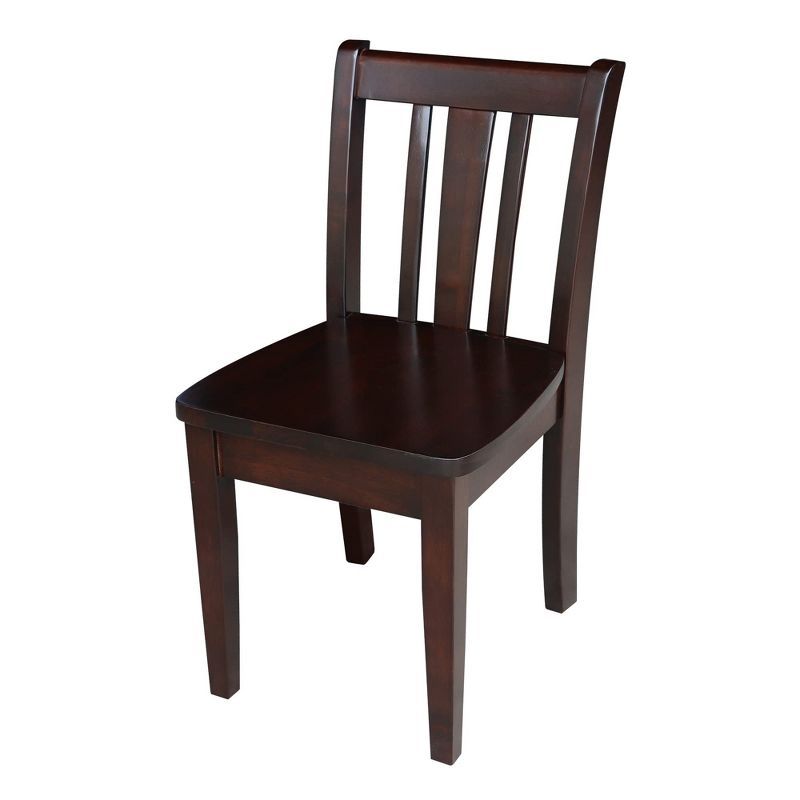 Rich Mocha Solid Wood Traditional Slat Back Juvenile Chairs - Set of 2
