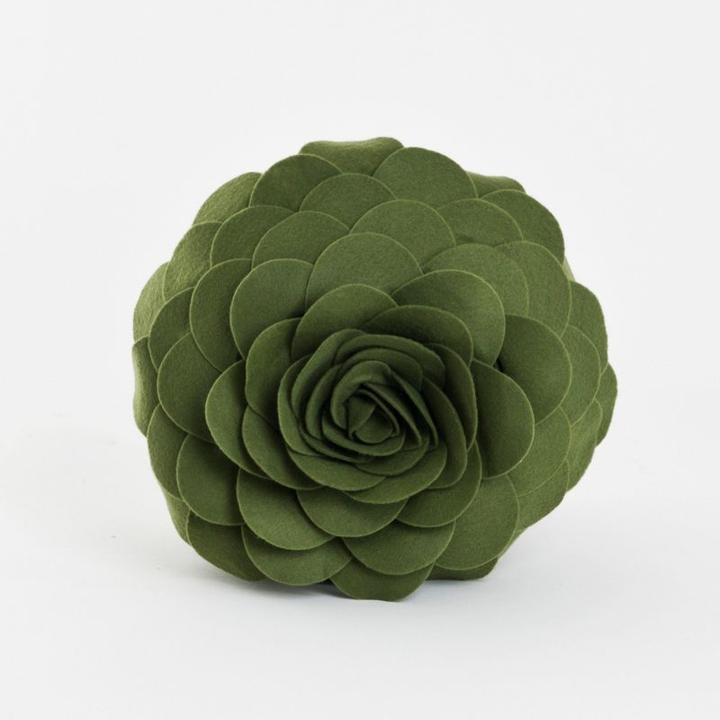 Kiwi Green Round Flower Decorative Throw Pillow