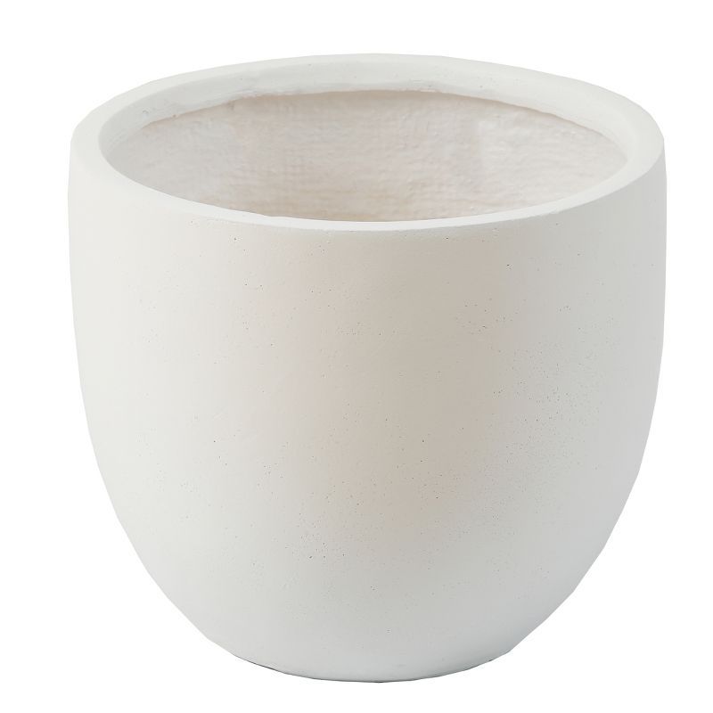 White Round Magnesium Oxide Outdoor Planter 17.2"