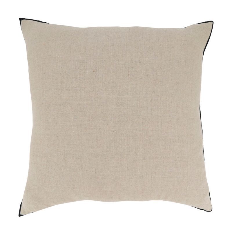 20'' Black and Natural Linen Duck Feather Throw Pillow