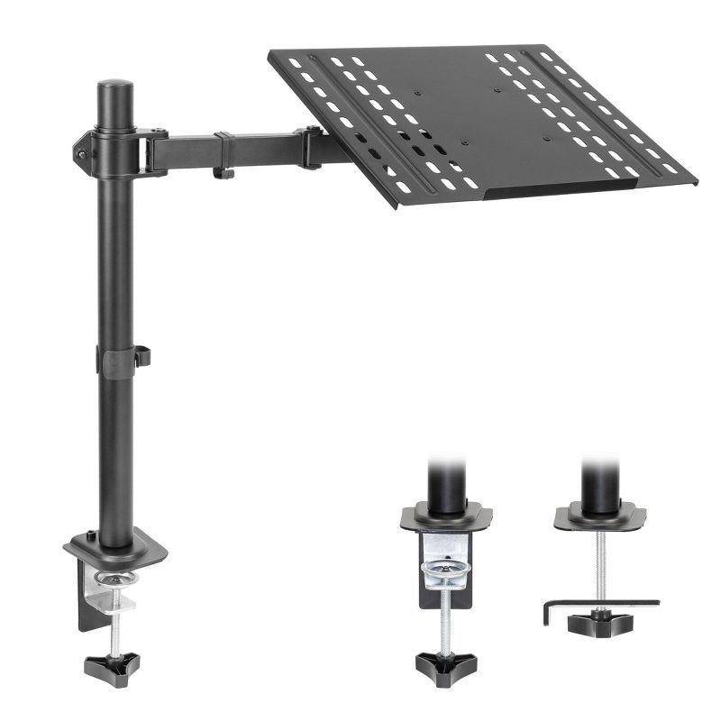 Black Adjustable Laptop Desk Mount with Vented Tray