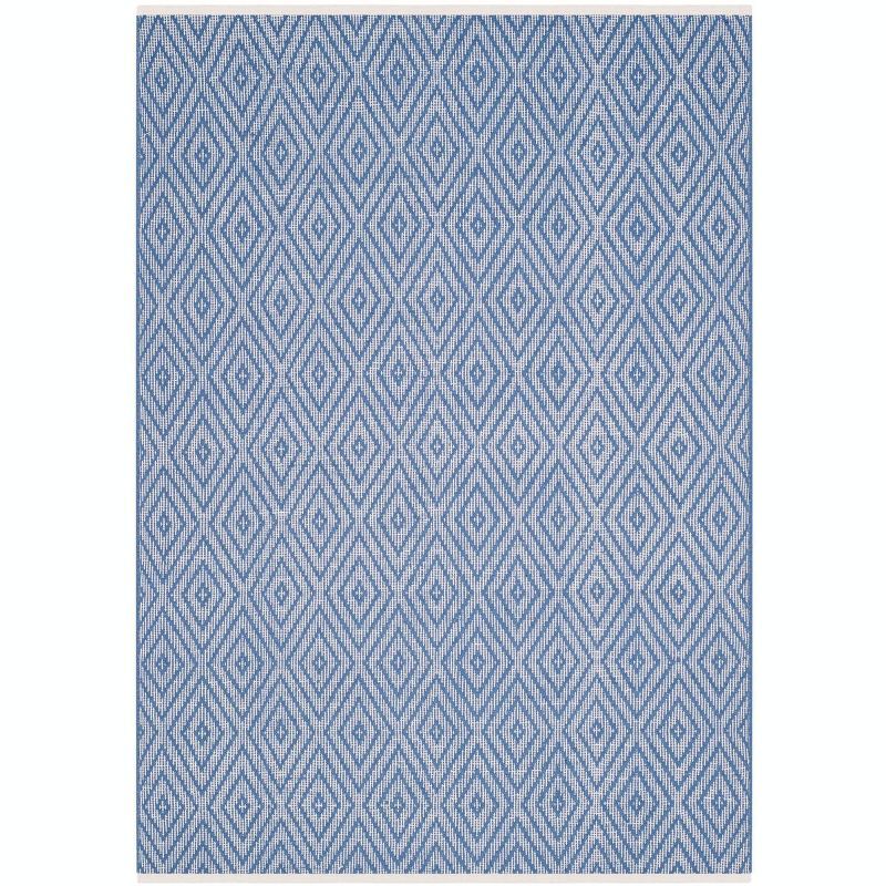 Coastal Charm Blue/Ivory Cotton 5'x7' Hand-Woven Rug