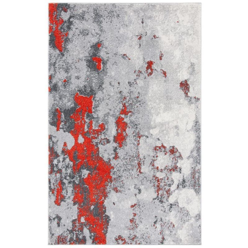 Adirondack Orange and Gray Abstract Area Rug