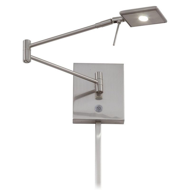 Brushed Nickel Adjustable Swing Arm Wall Lamp with LED Light