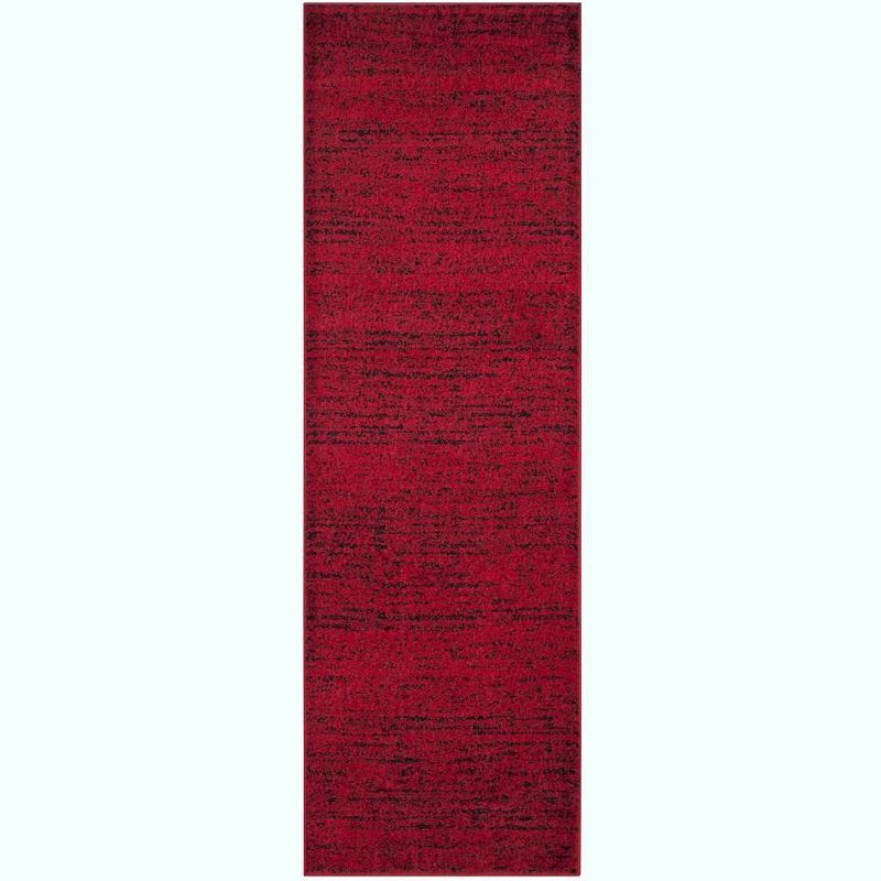 Chic Lodge-Style 30" Square Red & Black Synthetic Rug