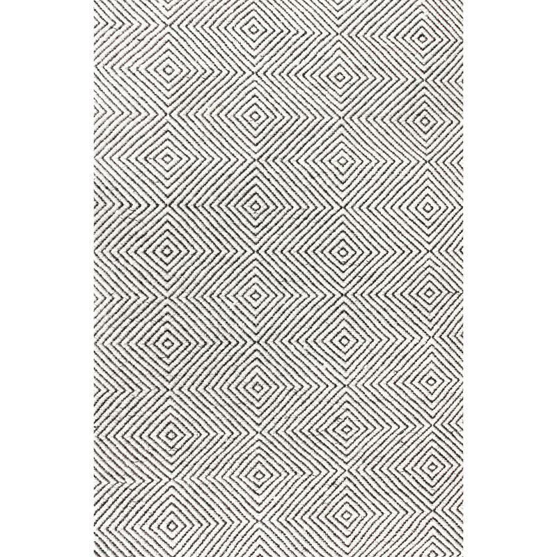 Handmade Ivory Geometric Wool 6' x 9' Tufted Area Rug