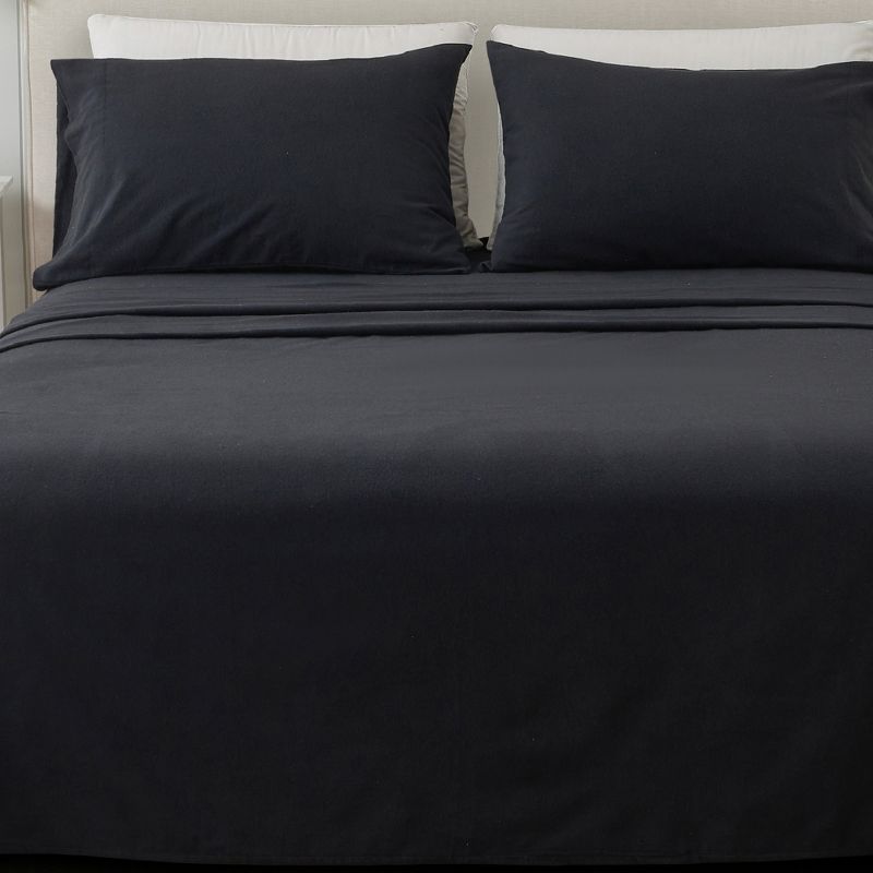 Black Full Size Cotton Flannel Sheet Set