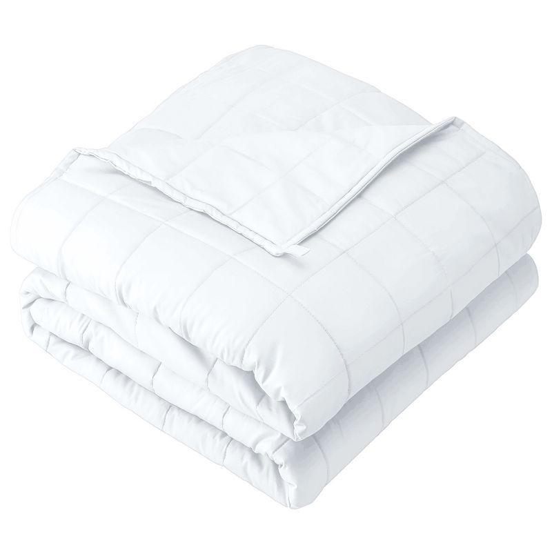 Cotton White 12 lb Queen Weighted Blanket with Glass Beads