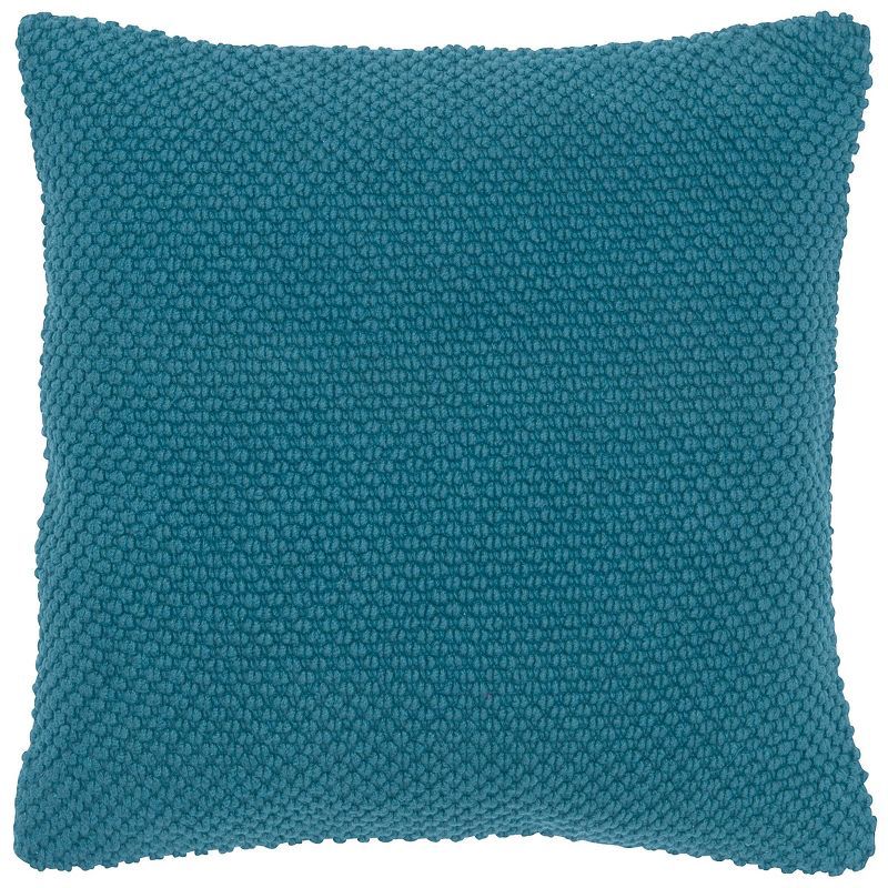 20" x 20" Dark Teal Cotton Canvas Textured Throw Pillow