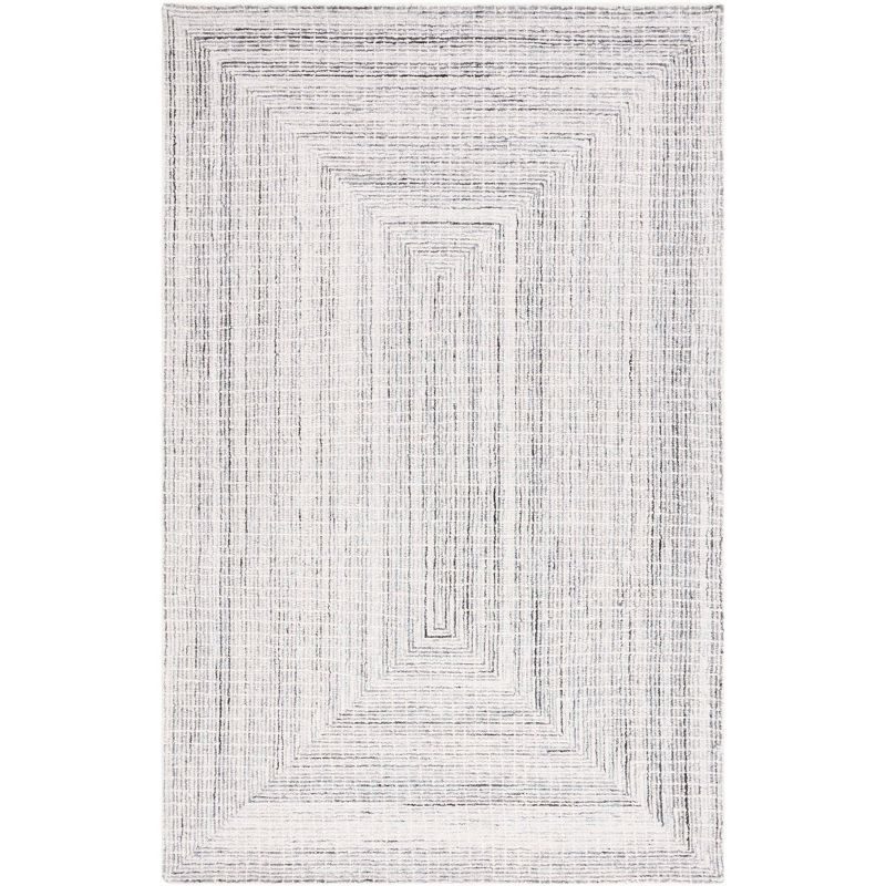 Handmade Tufted Wool Abstract Area Rug - Black/Ivory 9' x 12'