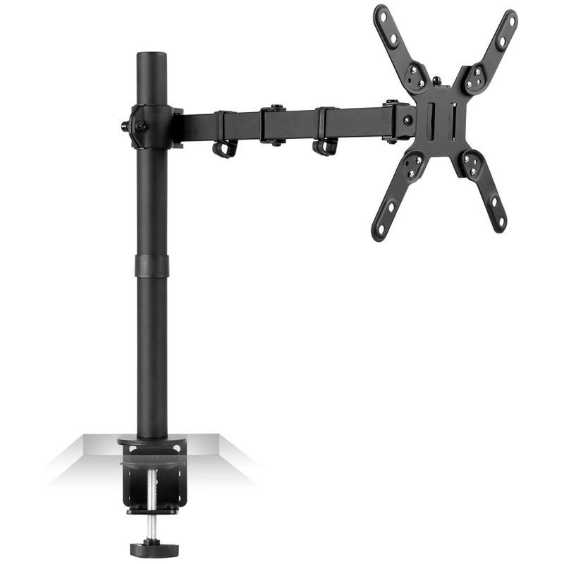 Black Adjustable Single Monitor Desk Mount with Full Motion Arm