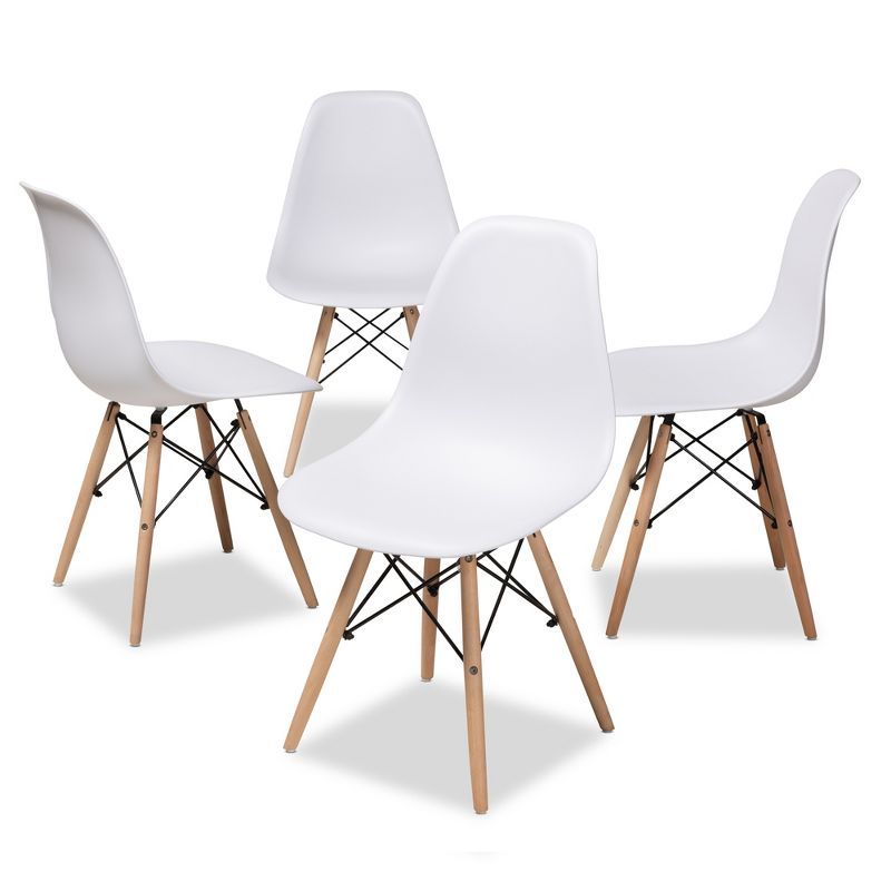 White Acrylic and Beech Wood Dining Chair Set