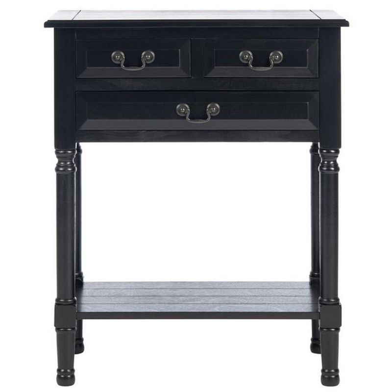 Primrose Black Wood and Metal 3-Drawer Console Table