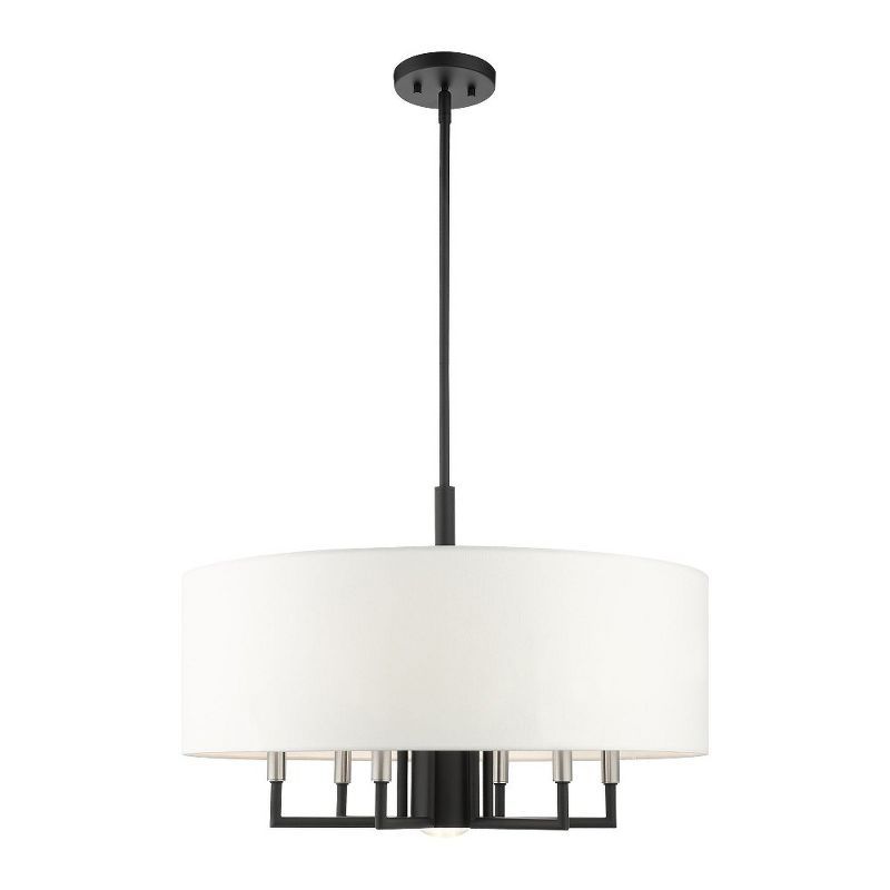 Meridian Black and White Drum 7-Light Pendant