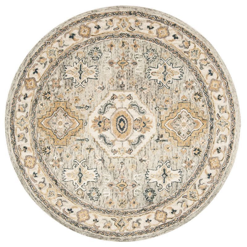 Ivory Round Hand-Tufted Wool Area Rug