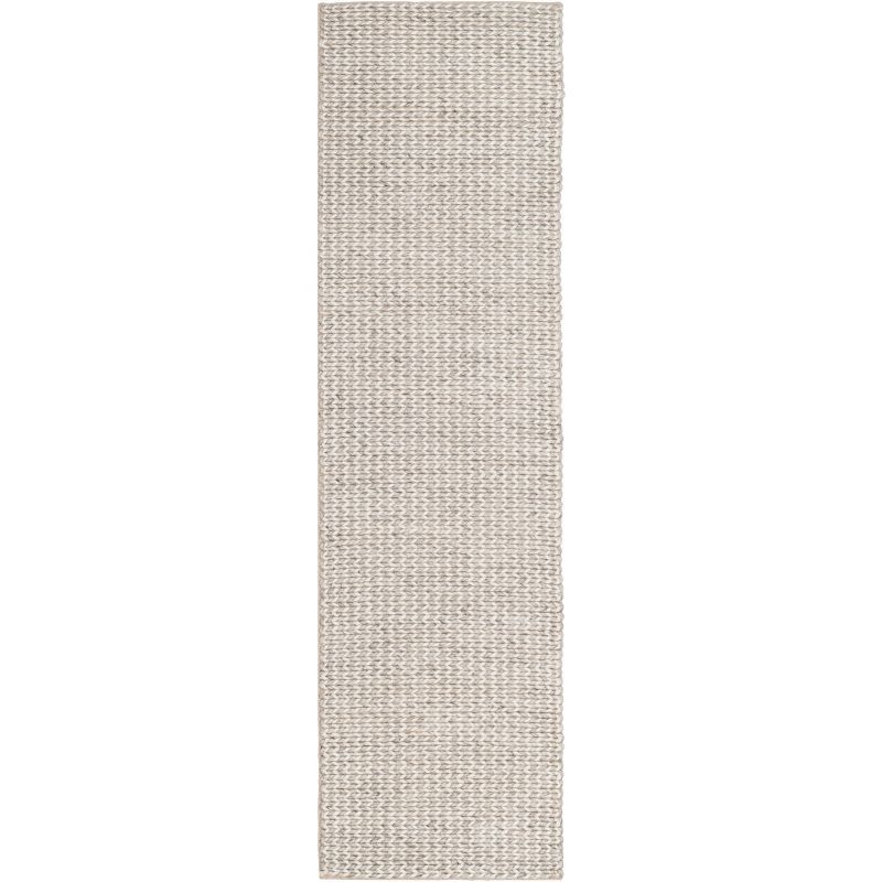 Ivory and Silver Hand-Tufted Wool Runner Rug - 27" x 18"