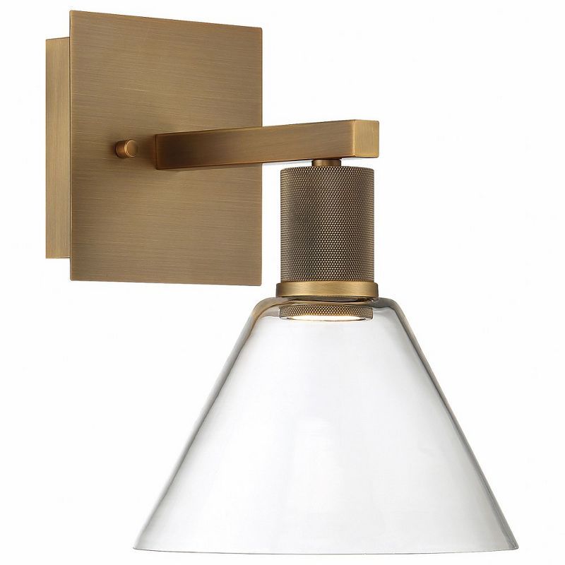 Dimmable Brass and Gold Wall Sconce with Clear Globe