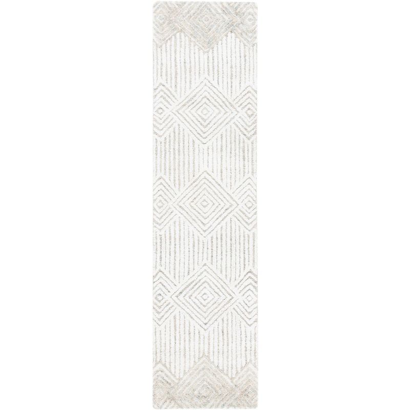 Beige and Ivory Hand-Tufted Wool Runner Rug
