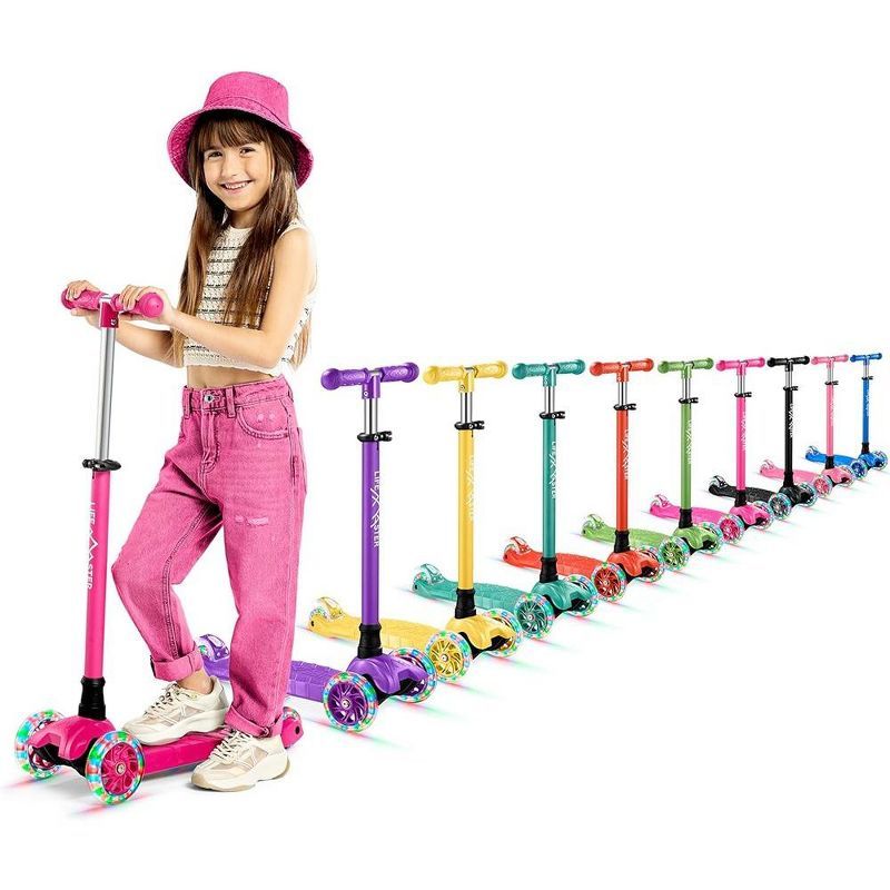 Pink Adjustable 3-Wheel Kids Kick Scooter with LED Lights