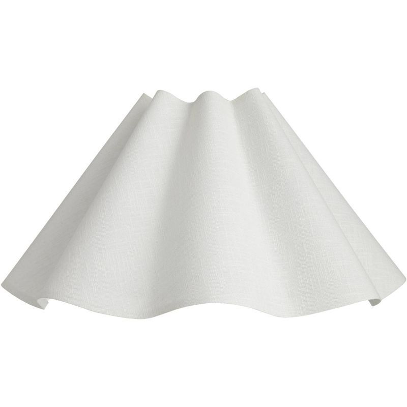 Large White Wave Empire Linen Table Lamp Shade