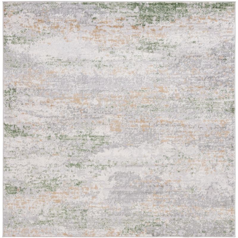 Palma 6'7" Square Gray and Green Synthetic Area Rug