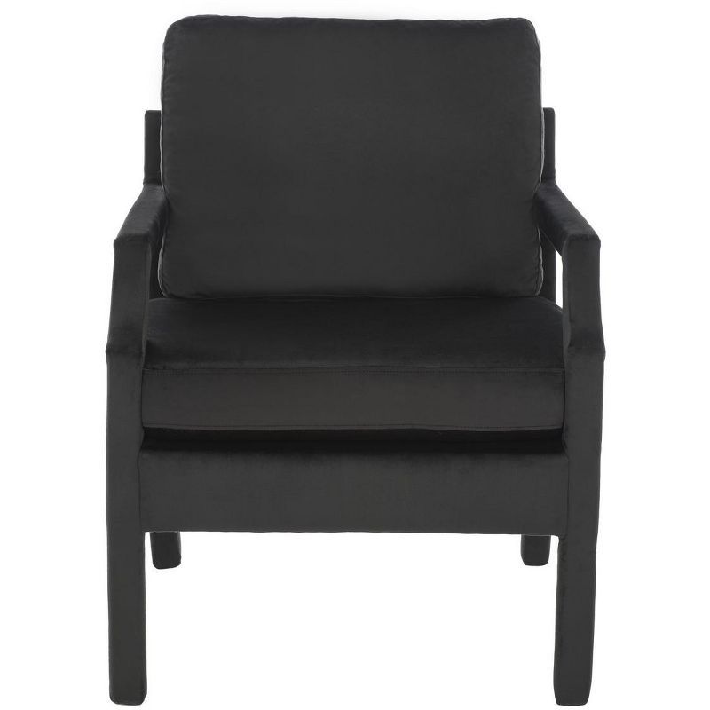 Mid-Century Black Velvet Accent Chair with Pine Wood Frame