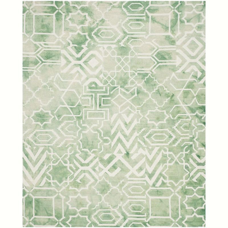 Ivory and Green Hand-Tufted Wool 8' x 10' Area Rug