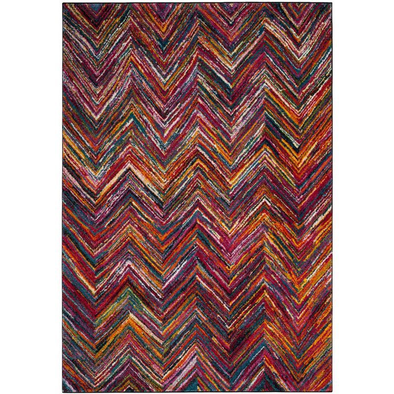 Aruba Multi-Color Chevron Synthetic Area Rug 5'3" x 7'6"