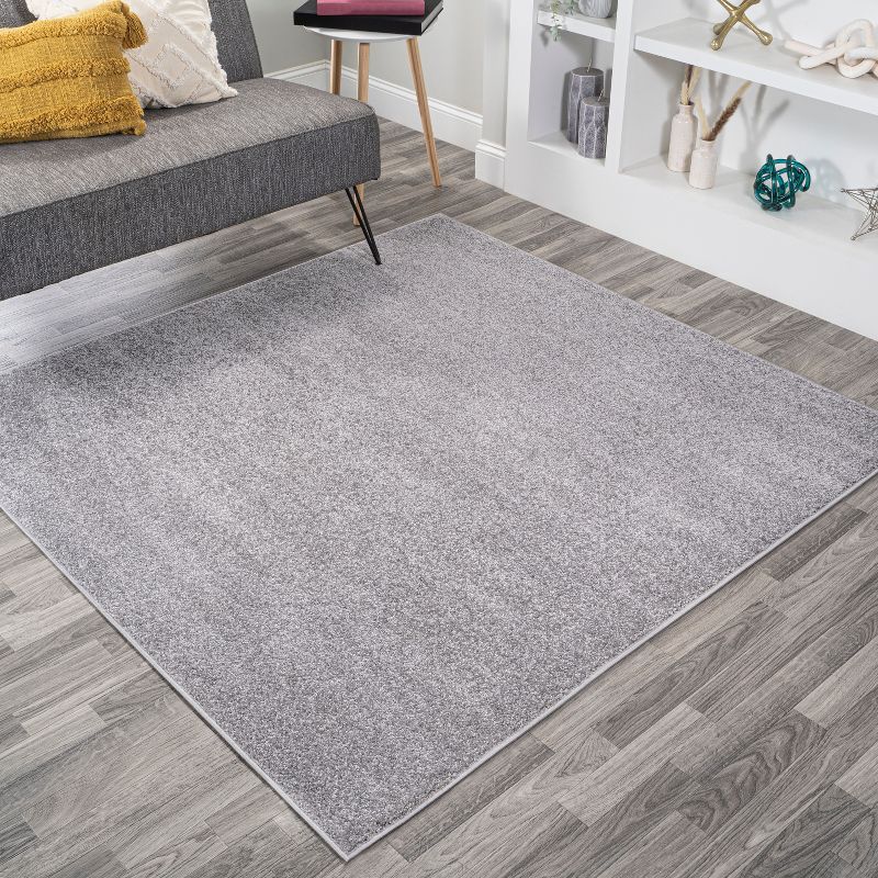 Haze Solid Gray Low-Pile Synthetic 5' Square Area Rug