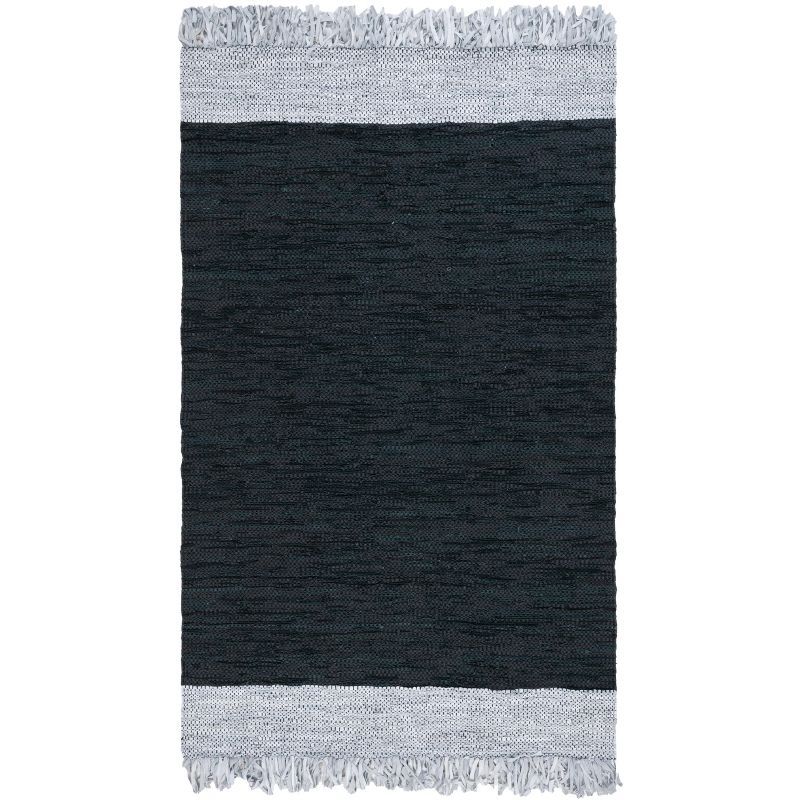 Handmade Light Grey and Black Cowhide Area Rug