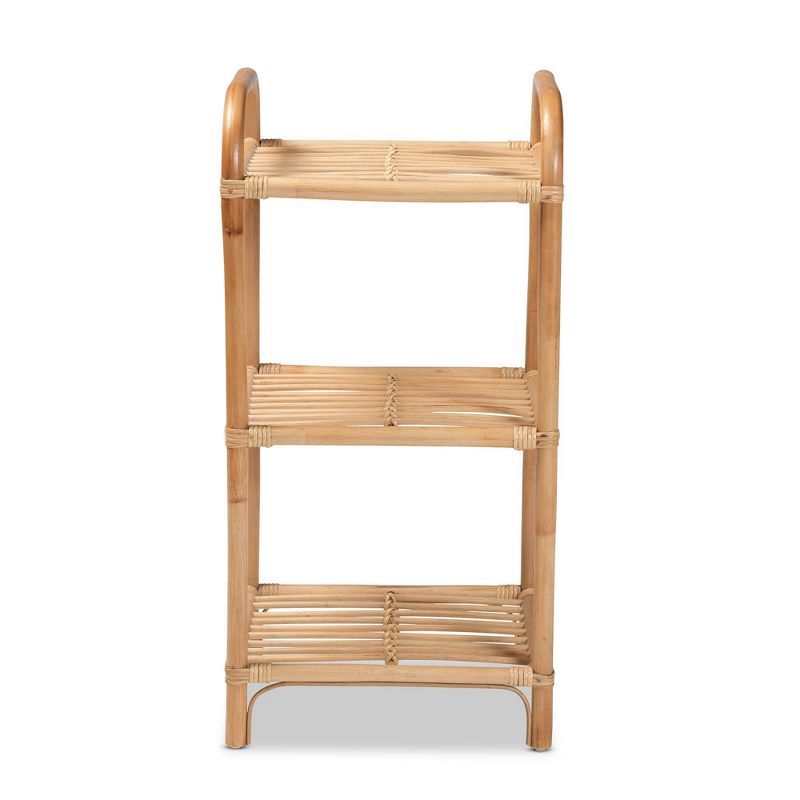 Natural Brown Rattan 3-Tier Étagère with Ergonomic Handles