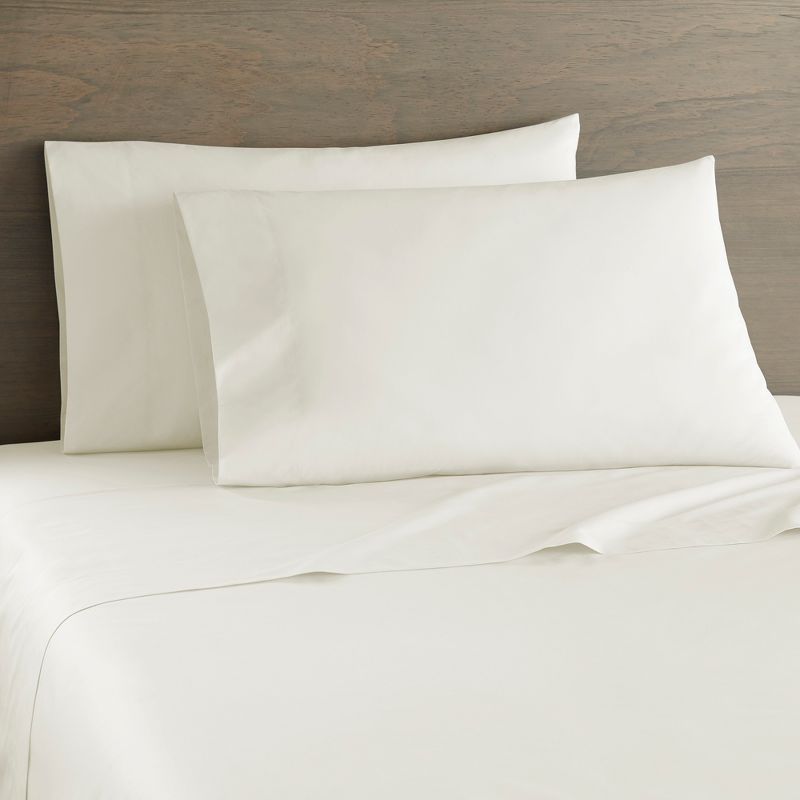 Queen Alabaster Cotton Percale Solid Sheet Set