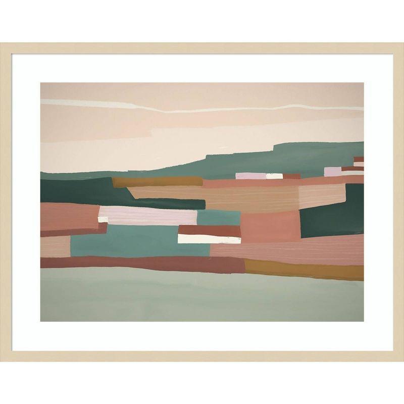 Mount Lofty Sage Green and Terracotta Abstract Framed Wall Art